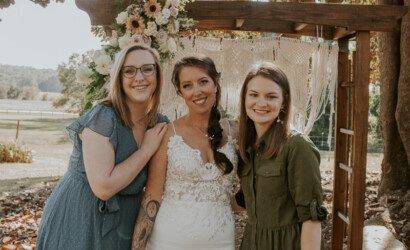 Ashley celebrates at her wedding with two Wellstar nurses, Tayla Lee and Emily Haytas.